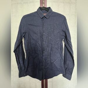 Zara Navy blue basic slim fit long-sleeved button down dress shirt Men's size S